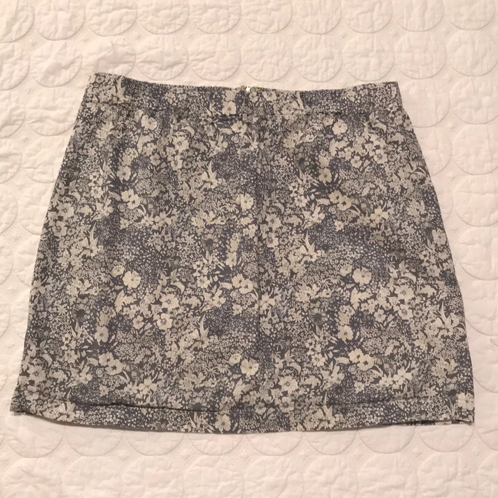 {J. Crew} Toile Print Exposed Zipper Mini Skirt 8